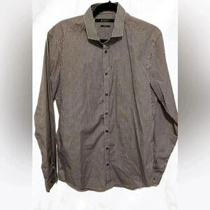 Tiger of Sweden black and white striped long sleeve button down dress shirt 41